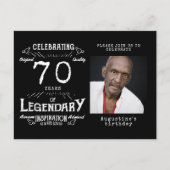 70e verjaardag Foto van Black  Birthday Invites Briefkaart (Voorkant)