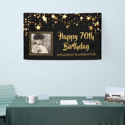 70e verjaardag foto zwart gouden sterren gepersona spandoek (Beurs)