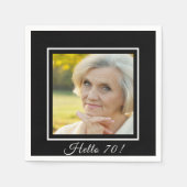 70e verjaardag foto zwart wit servet (Voorkant)