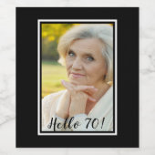70e verjaardag foto zwarte witte vrouwen wijn etiket (Enkel label)