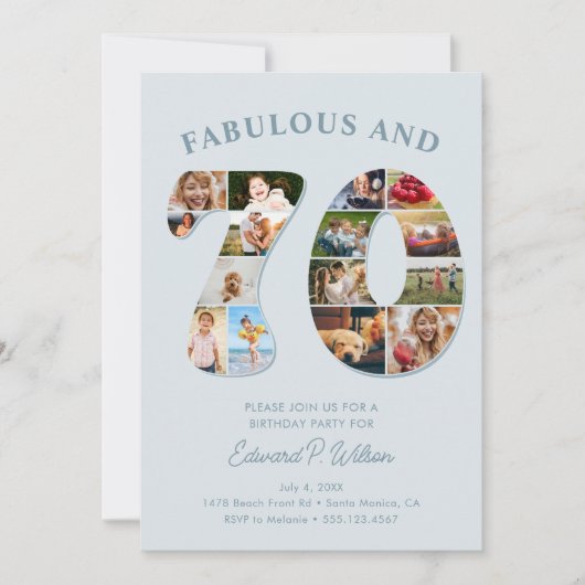 70e verjaardag fotocollage Elegant en tijdloos Kaart (Voorkant)