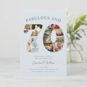 70e verjaardag fotocollage Elegant en tijdloos Kaart (Staand voorkant)