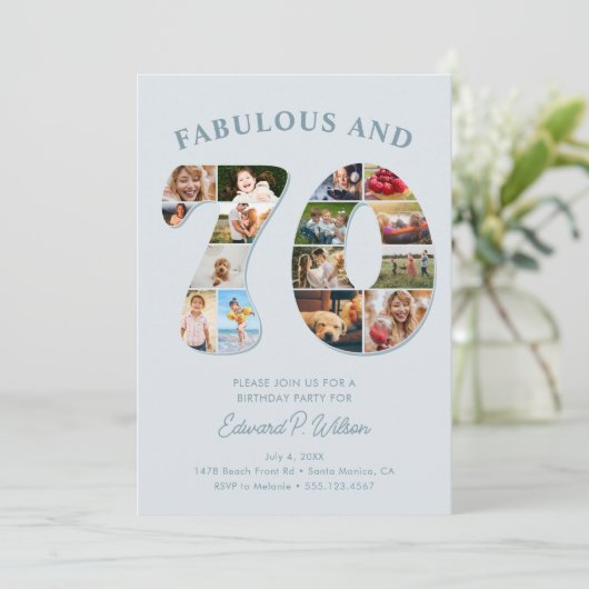 70e verjaardag fotocollage Elegant en tijdloos Kaart (Staand voorkant)