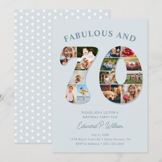 70e verjaardag fotocollage Elegant en tijdloos Kaart (Voorkant / Achterkant)