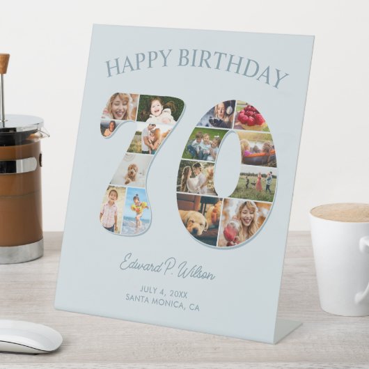 70e verjaardag fotocollage Elegant en tijdloos Reclamebord Met Voetstuk (Insitu)