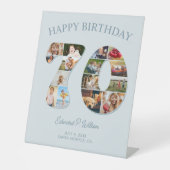 70e verjaardag fotocollage Elegant en tijdloos Reclamebord Met Voetstuk (Voorkant)