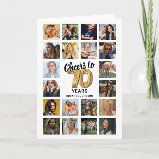 70e verjaardag Fotocollage Kaart (Voorkant)
