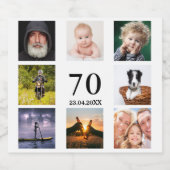 70e verjaardag fotocollage man bier etiket (Enkel label)