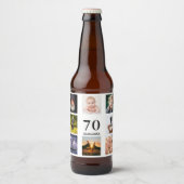 70e verjaardag fotocollage man bier etiket (Voorkant)