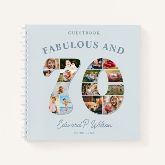 70e verjaardag Fotocollage Milestone Gastenboek Notitieboek (Voorkant)