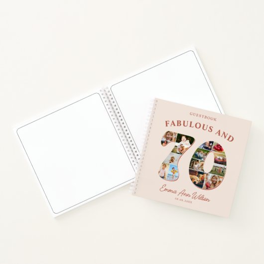 70e verjaardag Fotocollage Milestone Gastenboek Notitieboek (Binnen)