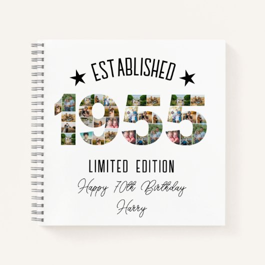 70e verjaardag Fotocollage partij Opgericht 1955 Notitieboek (Voorkant)