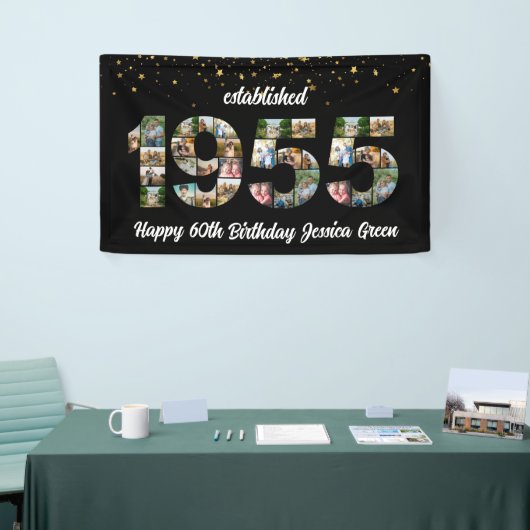 70e verjaardag Fotocollage partij Opgericht 1955 Spandoek (Beurs)