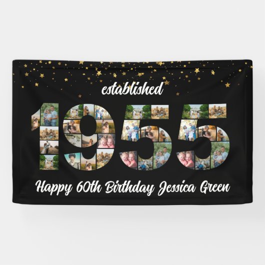 70e verjaardag Fotocollage partij Opgericht 1955 Spandoek (Horizontaal)