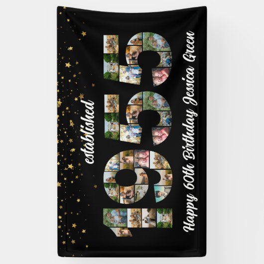 70e verjaardag Fotocollage partij Opgericht 1955 Spandoek (Verticaal)