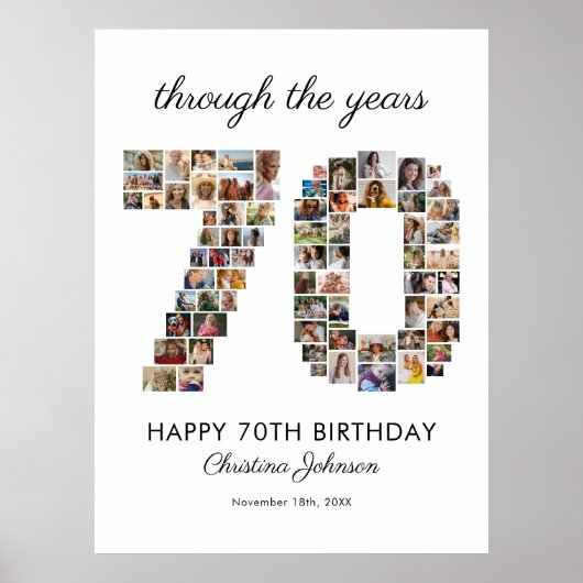 70e verjaardag fotocollage poster (Voorkant)