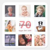 70e verjaardag fotocollage vierkante sticker (Voorkant)
