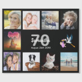 70e verjaardag fotocollage vrouw zwart cadeaupapier (Vlak)