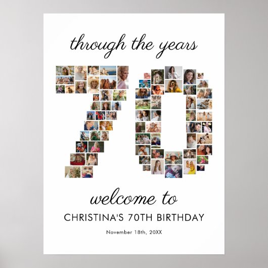 70e verjaardag fotocollage welkom poster (Voorkant)
