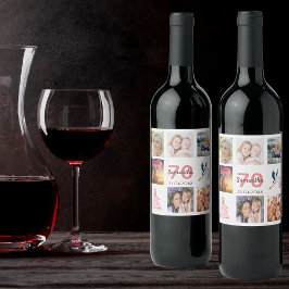 70e verjaardag fotocollage wijn etiket