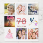 70e verjaardag fotocollage wijn etiket (Enkel label)