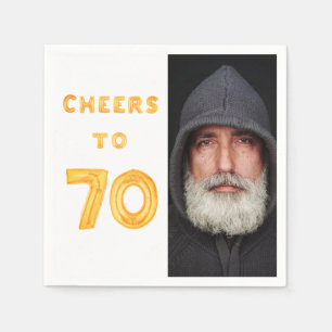 70e verjaardag fotogouden ballonkasten servet