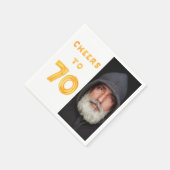 70e verjaardag fotogouden ballonkasten servet (Hoek)