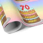 70e verjaardag: Fun Cake and Candles + Custom Name Cadeaupapier (Rol Hoek)