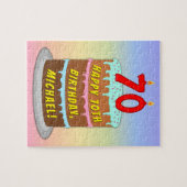 70e verjaardag: Fun Cake and Candles + Custom Name Legpuzzel (Horizontaal)