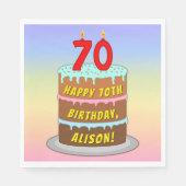 70e verjaardag: Fun Cake and Candles + Custom Name Servet (Voorkant)