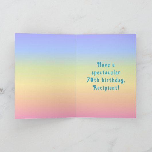 70e verjaardag — Fun Cake & Candles, w/ Eigen naam Kaart (Binnen)