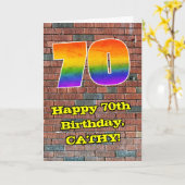 70e verjaardag: Fun Graffiti-geïnspireerde regenbo Kaart (Gele Bloem)