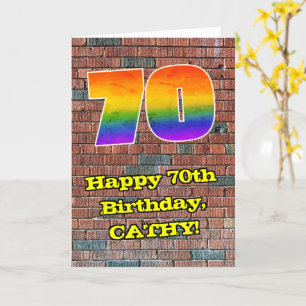 70e verjaardag: Fun Graffiti-geïnspireerde regenbo Kaart