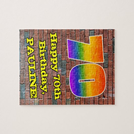70e verjaardag: Fun Graffiti-geïnspireerde regenbo Legpuzzel (Horizontaal)