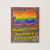 70e verjaardag: Fun Graffiti-geïnspireerde regenbo Legpuzzel (Verticaal)