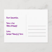 70e verjaardag: Fun Hearts-patroon, Regenboog 70 Briefkaart (Achterkant)