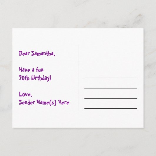 70e verjaardag: Fun Hearts Pattern, Rainbow 70 Briefkaart (Achterkant)