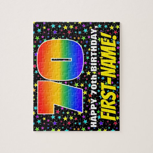 70e verjaardag — Fun, kleurrijk Star Field Pattern Legpuzzel (Verticaal)