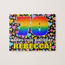 70e verjaardag — Fun, liefhebbende hartvormen + "7 Legpuzzel