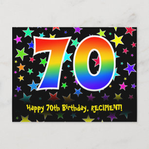 70e Verjaardag: Fun Stars Patroon, Regenboog 70, N Briefkaart