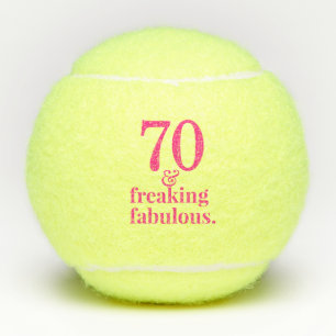 70e verjaardag Funny & Fab Custom Age Pink Tennisballen