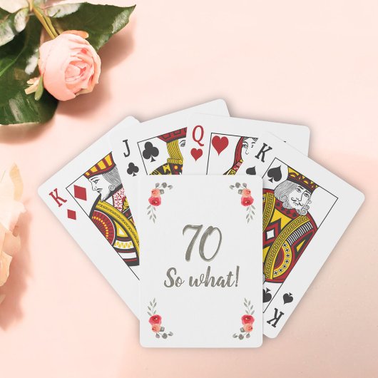 70e verjaardag Funny Gezegde Waterverf Floral Woma Pokerkaarten