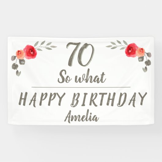 70e verjaardag Funny Waterverf Bloem Spandoek (Horizontaal)