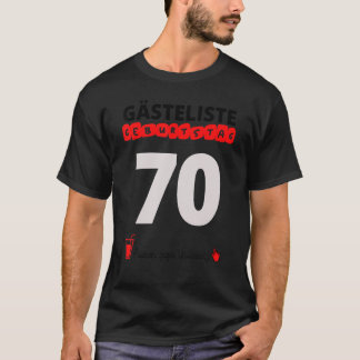 70e Verjaardag Gastenlijst Handtekening Gastenboek T-shirt
