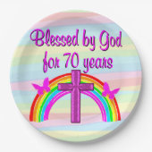 70E VERJAARDAG GEBEDSPAPIER BORDEN PAPIEREN BORDJE (Voorkant)