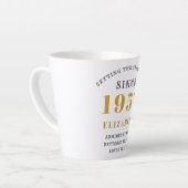 70e Verjaardag Geboren 1950's Naam toevoegen & Jaa Latte Mok (Linkerhoek)