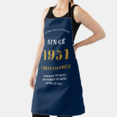 70e verjaardag Geboren 1951 Blauw Goud Man Schort (Insitu)