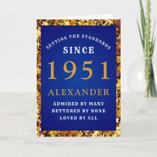 70e Verjaardag Geboren 1951 Gold Blue Add Jouw naa Kaart