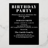 70e verjaardag Geboren Legendary Zwart Goud Retro Folie Uitnodiging (Achterkant)