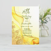 70e verjaardag Gele bloemen & Zwemelen Invita Kaart (Staand voorkant)